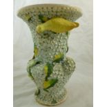An English Schneeballen style porcelain baluster vase,