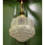 An Art Deco white frosted glass light fi