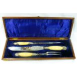A three piece ivory handled carving set