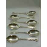 A set of six silver kings pattern desser