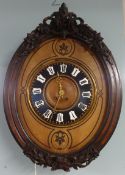 French 19th century walnut vineyard clock with 8 days striking movement with key in pendulum