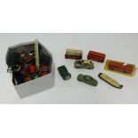 Box of various play worn Dinky Toys