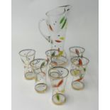 A seven piece continental patterned glass lemonade set.