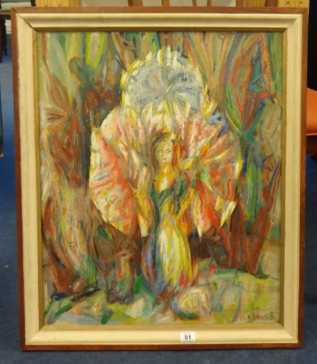 20th century oil on canvas signed GANULINION ? 60cm x 48 cm.