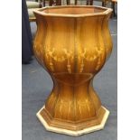 A rosewood and marquetry jardinière stand, with gilt metal of octangular baluster shape with gilt