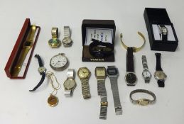 Collection of various general wrist watches including Timex, Seconda and also a silver open faced