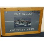 Two Ship mirrors HMS Scott & HMS Ocean (from Avondale Arms, Plymouth) 60cm x 90cm.