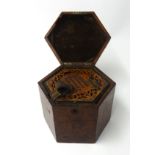 A concertina possibly Wheatstone, burr walnut case inlaid with gilt decoration and further