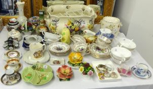 A quantity of China ware including part New Town tea service, modern flower decorated foot bath,