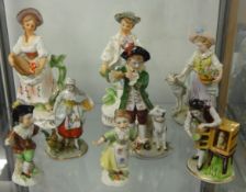 Eight 19th century and later German and other porcelain figurines (8).