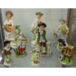 Eight 19th century and later German and other porcelain figurines (8).