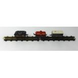 Bassett Lowke model railway 3 rail track and 3 wagons.