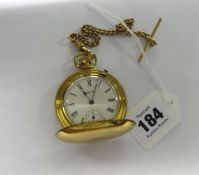 A modern Smiths full hunter pocket watch and chain in gilt metal