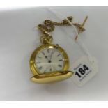 A modern Smiths full hunter pocket watch and chain in gilt metal