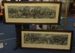 A pair of gilt framed 19th century engravings, depicting 'Wellington Blucher' and the 'Death of
