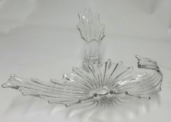 Large clear art glass dish, possibly French, 55cm wide and another similar vase (2)