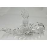 Large clear art glass dish, possibly French, 55cm wide and another similar vase (2)