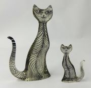 Two Vintage Abraham Palatnik Lucite Cat Figures, Abstract design, the tallest 20cm.