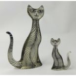 Two Vintage Abraham Palatnik Lucite Cat Figures, Abstract design, the tallest 20cm.