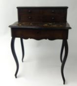 Victorian rosewood small ladies Desk (associated legs) width 54 cm.