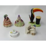 Various china ware including Carlton Ware Toucan Guinness table lamp (damaged tail), two Royal