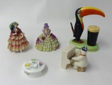 Various china ware including Carlton Ware Toucan Guinness table lamp (damaged tail), two Royal