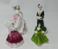 Four Figurines including Coalport Ladies of Fashion Young Love', Coalport Sport Past Times The