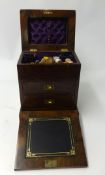 A Victorian walnut ladies writing and stationery box, height 40cm