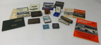 A small collection including car manuals and pamphlets including Morris Miner, Jaguar XJ12, Thraxton