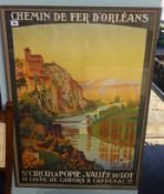 A framed posted titled 'Chemin De Fer', D'Orleans.