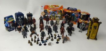 Collection of various Doctor Who memorabilia and figures