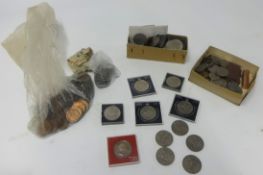 A quantity of general 20th century coins including an unopened packet of half pennies, also