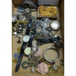 A collection of various general costume jewellery including gilt equestrian brooch and some