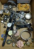 A collection of various general costume jewellery including gilt equestrian brooch and some