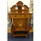 Edwardian Rosewood and Marquetry inlay music cabinet, 63cm wide.