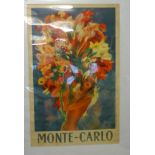Three 1950's Posters, a Monte Carlo, Monaco, also two Spanish Bull Fighting posters dated 1955 and