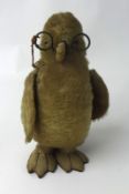 Pre 1950's soft toy Owl, possibly Steiff, height 30cm.