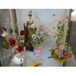 FRANKLIN MINT, four flower groups and a figure, including the Imperial Palace Bouquet after Faberge,