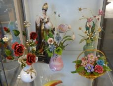 FRANKLIN MINT, four flower groups and a figure, including the Imperial Palace Bouquet after Faberge,