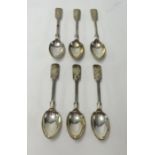 Set of six Edw. VII Sheffield silver teaspoons, maker JR, each inscribed AEDLLM.