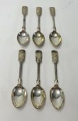 Set of six Edw. VII Sheffield silver teaspoons, maker JR, each inscribed AEDLLM.