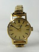 OMEGA a ladies 9ct gold wrist watch, circa 1975, with box.