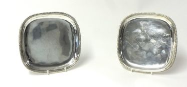 A pair of Egyptian silver square dishes Alexandria, post 1960 hallmarks, with gadrooned borders