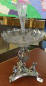 JAMES DEAKIN, SHEFFIELD a silver plated centrepiece, with glass bowl and flute, the triform base