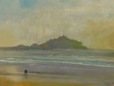 RICHARD LANNOWE HALL (St Ives) gouache on board, 'The Mount', unframed, 25cm x 34cm