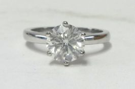 A fine 18ct white gold diamond solitaire ring, approx. 1.60 carat, Size N.