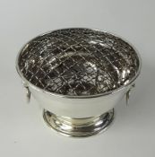 A modern silver rose bowl, with lion mask ring handles, marked PHV & CO, circa 1966, 15cm