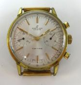BREITLING a gents 'Top Time' chronograph wrist watch, on a 9ct gold link bracelet.