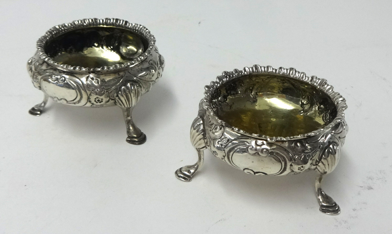 A pair of Geo III silver table salts, London 1770. weight 98g.