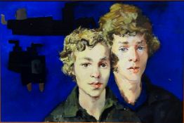 ROBERT LENKIEWICZ (1941-2002) oil on canvas, 'A Portrait of Two Plymouth Brothers, circa 1970's,